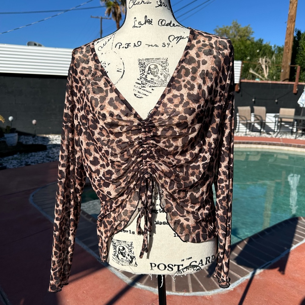 Leopard Print Ruched Women's Top